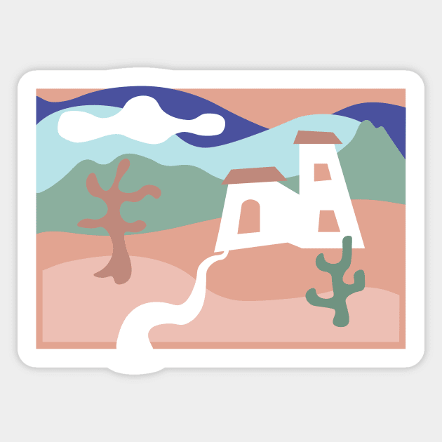 Desert Pueblo Sticker by PaulStouffer